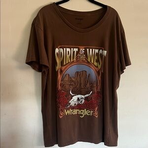 Wrangler Brown Graphic T-Shirt with Western Theme